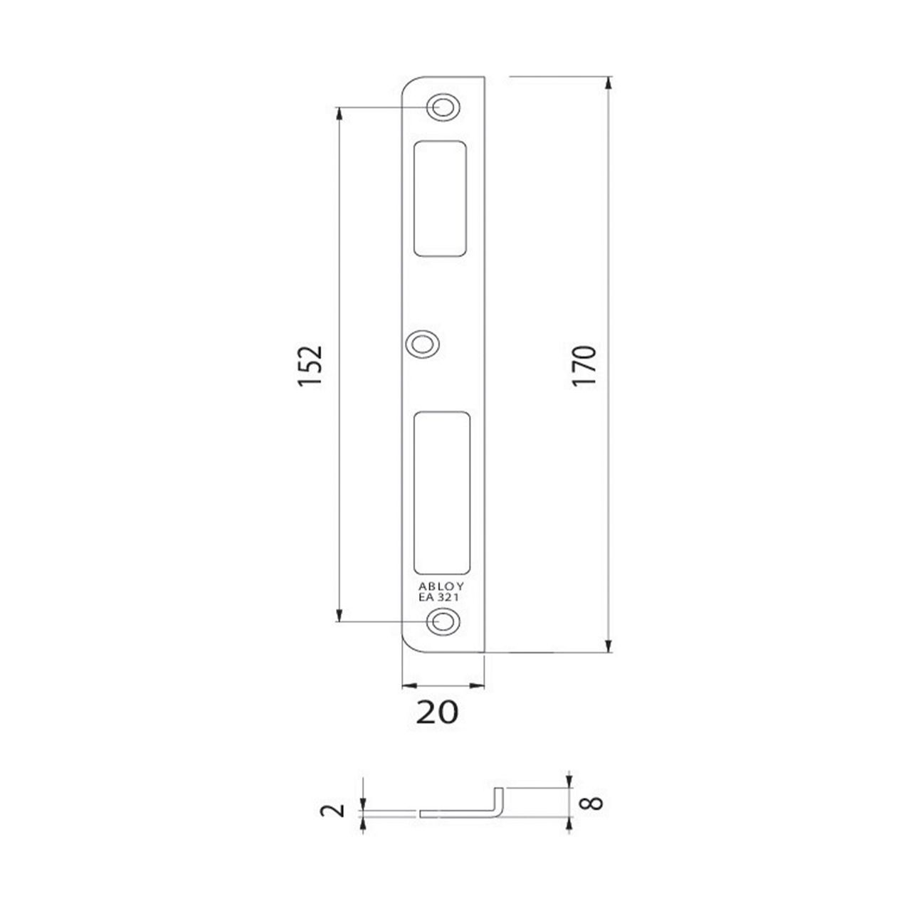 Image: Technical drawing of striker plate ea 321