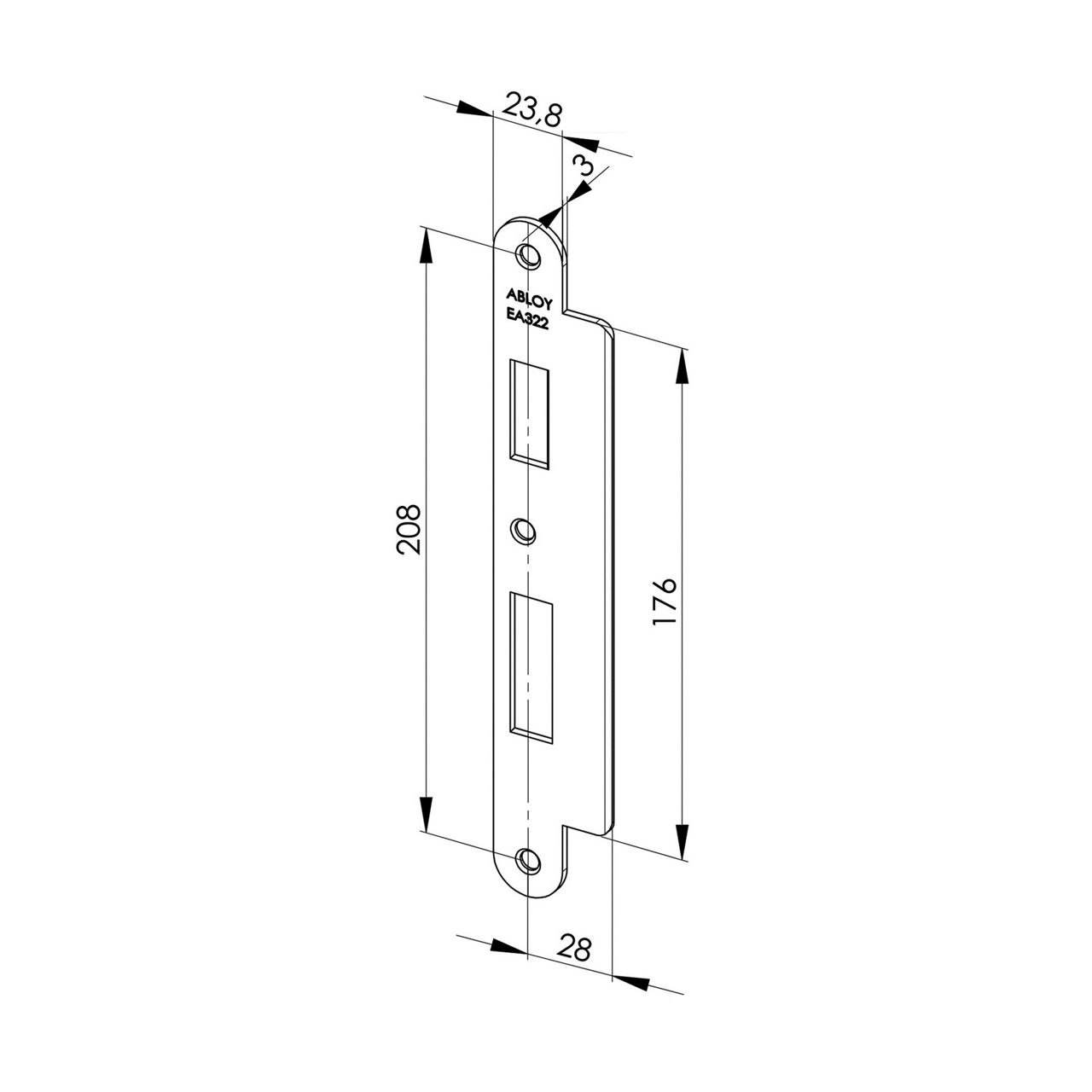 Image: Technical drawing of striker plate ea322