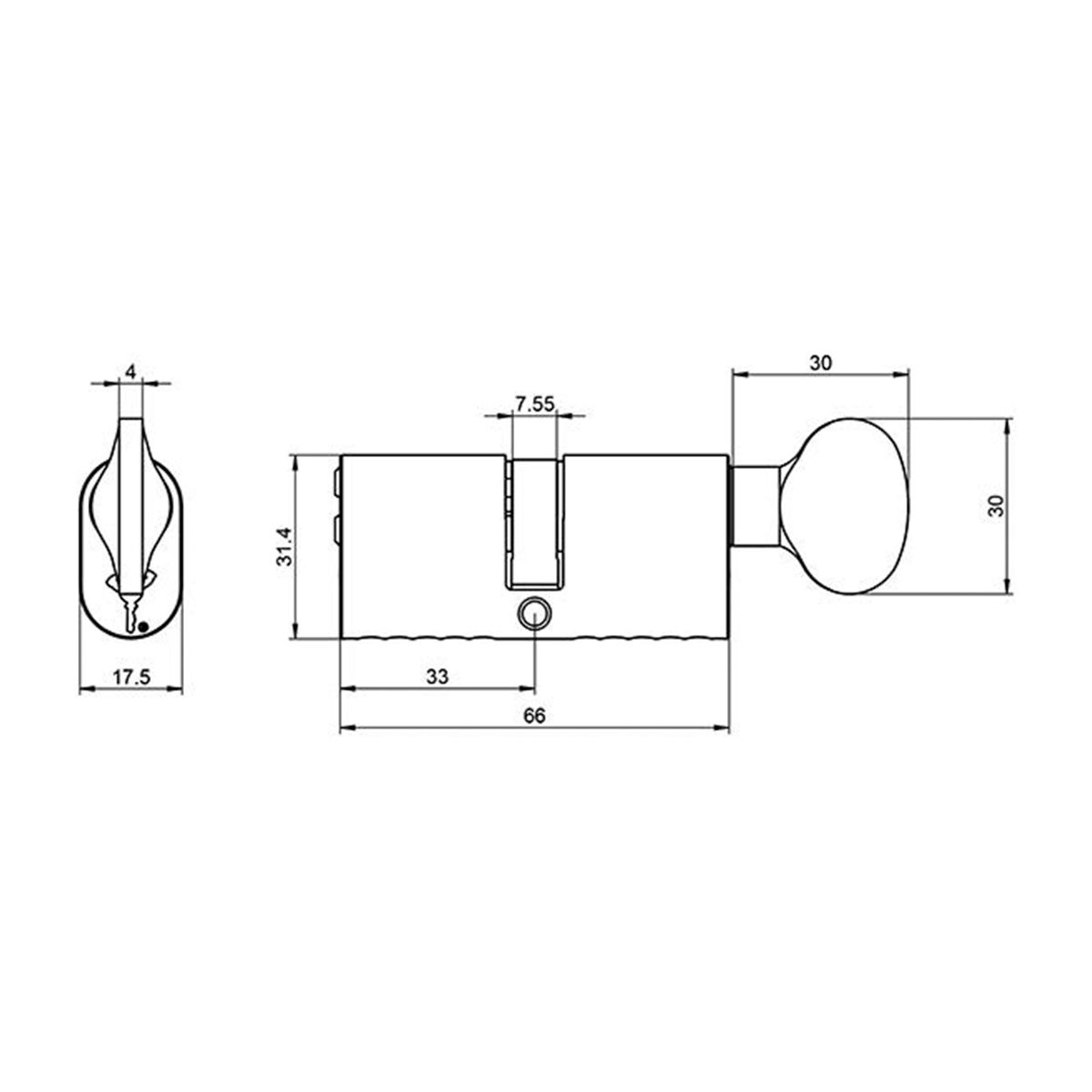 Thumb Turn Cylinder Oval Profile