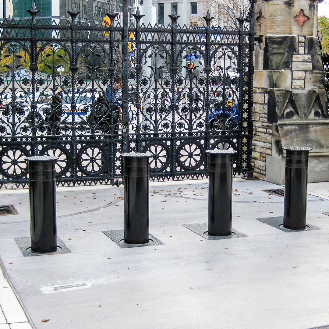 Titan automatic retractable bollard black powder coat