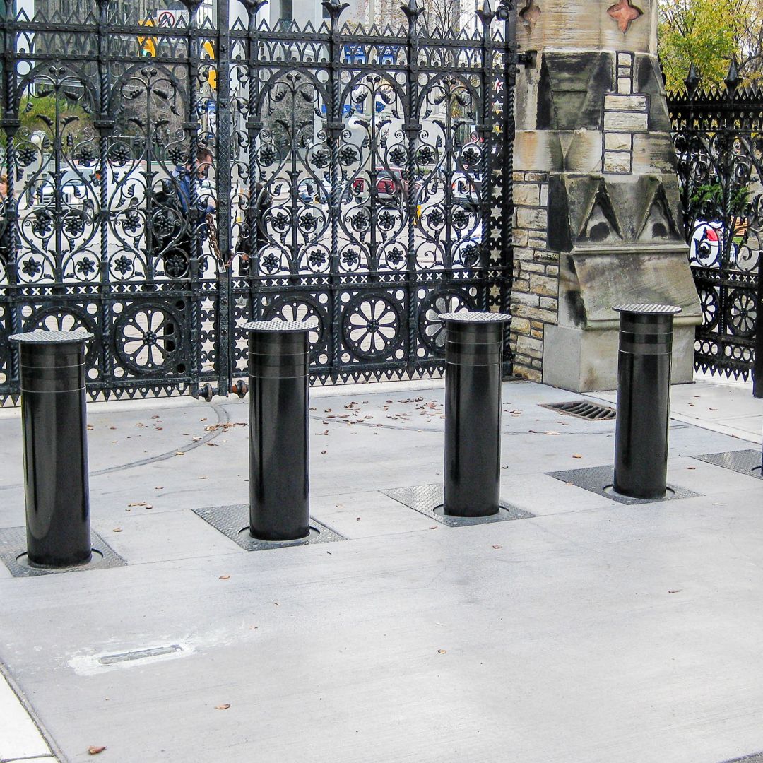 Titan automatic retractable bollard black powder coat