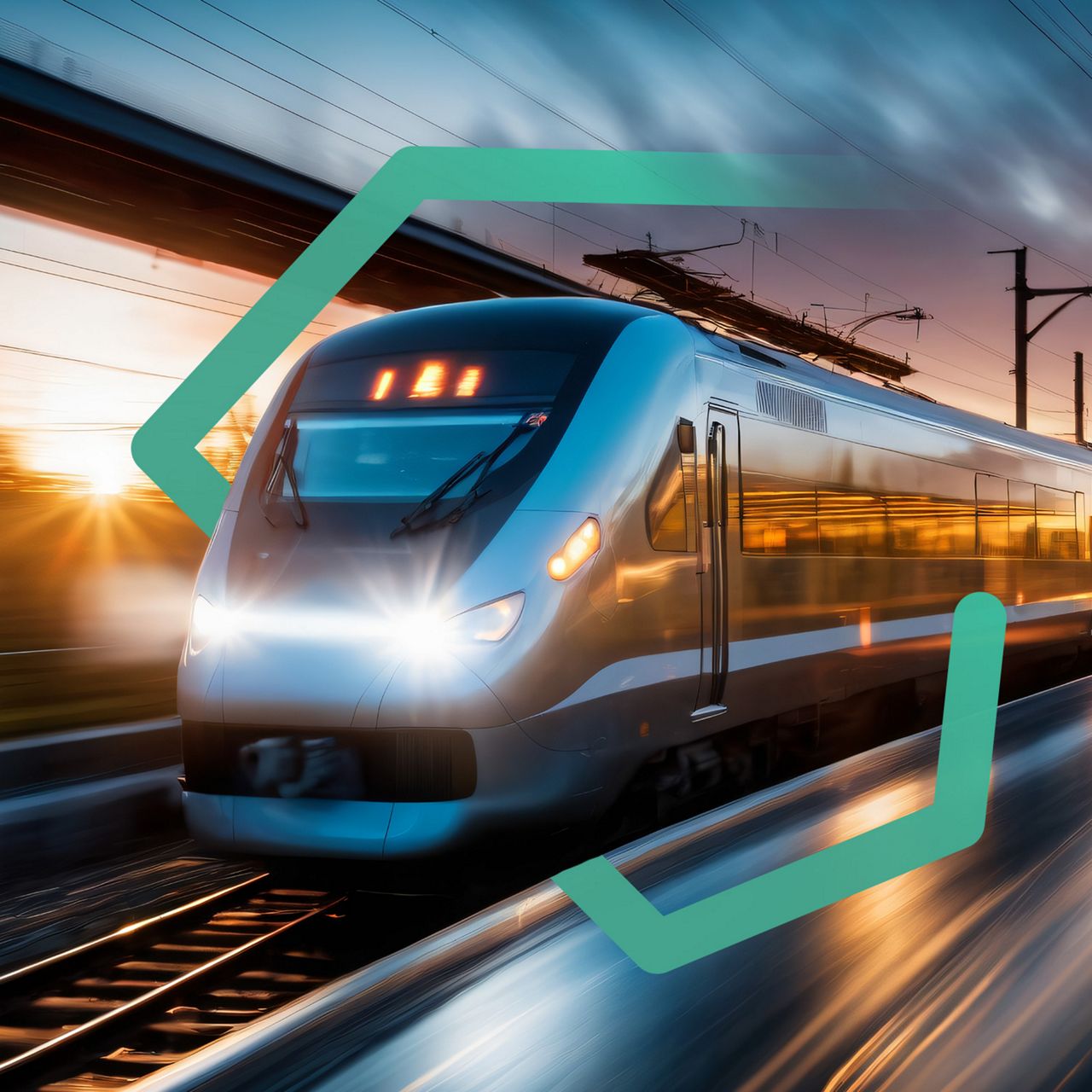 Train au coucher du soleil