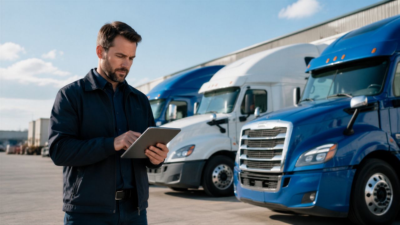 Trucking fleet manager using a tablet