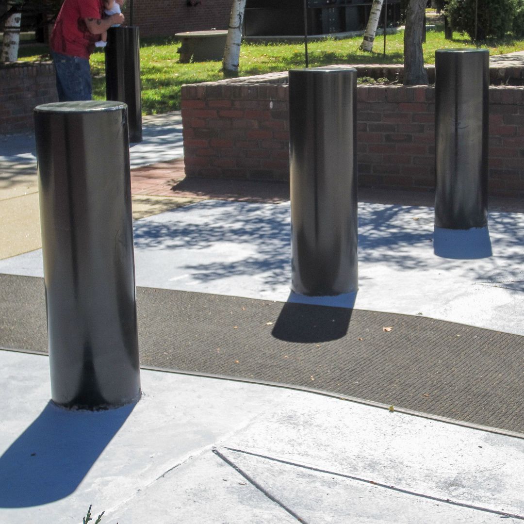 Ultra shallow mount bollards black powder coat