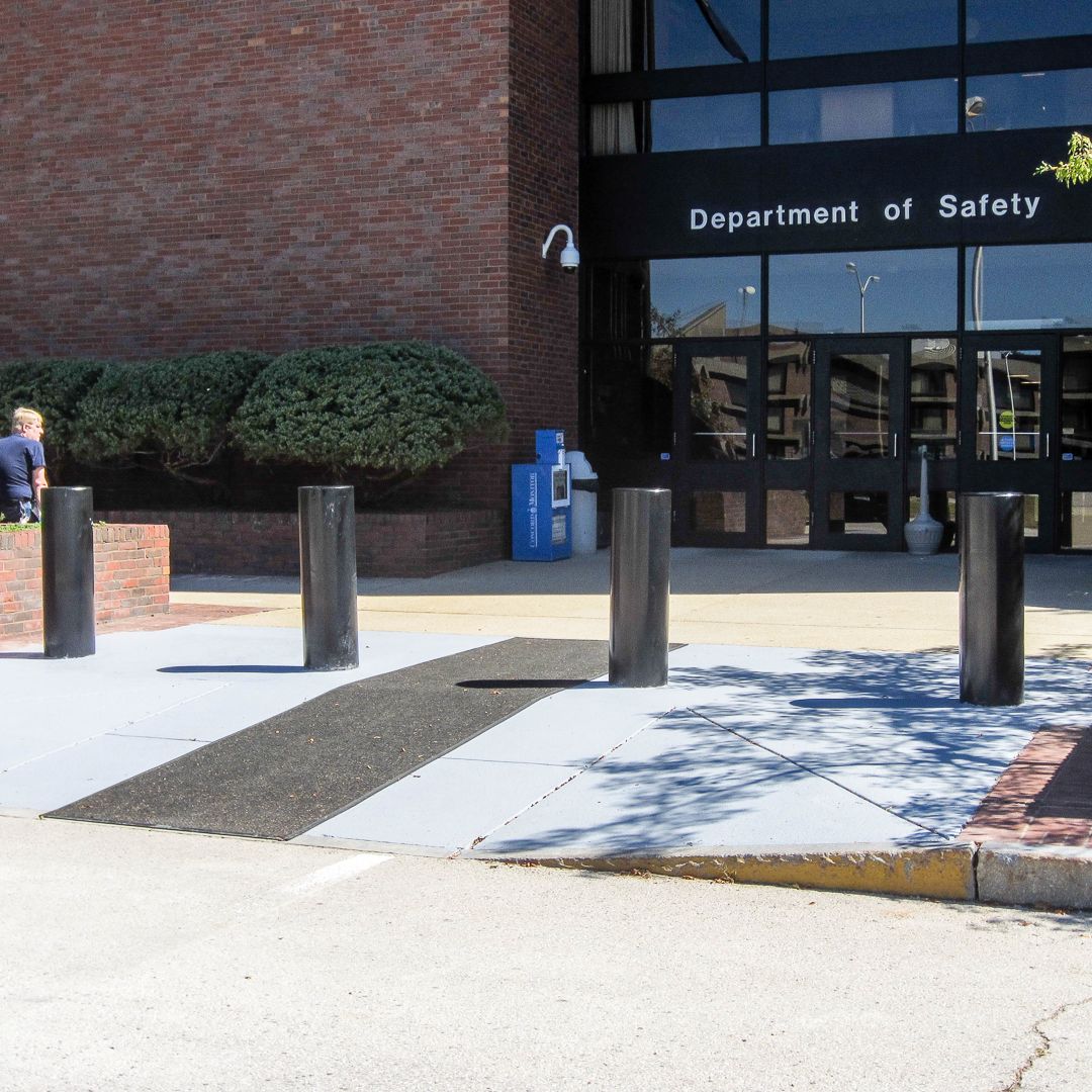 Ultra shallow mount bollards black powder coat