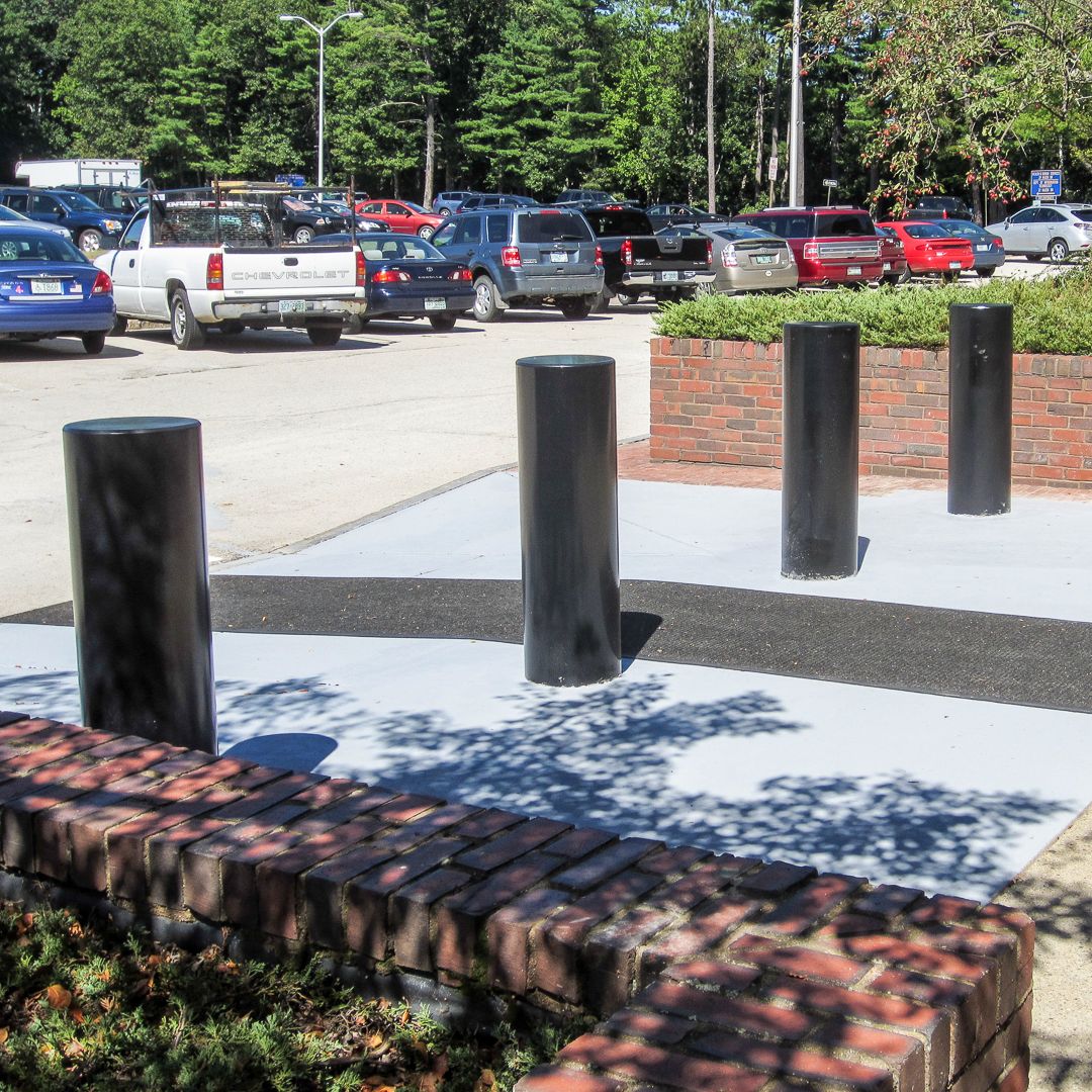 Ultra shallow mount bollards black powder coat