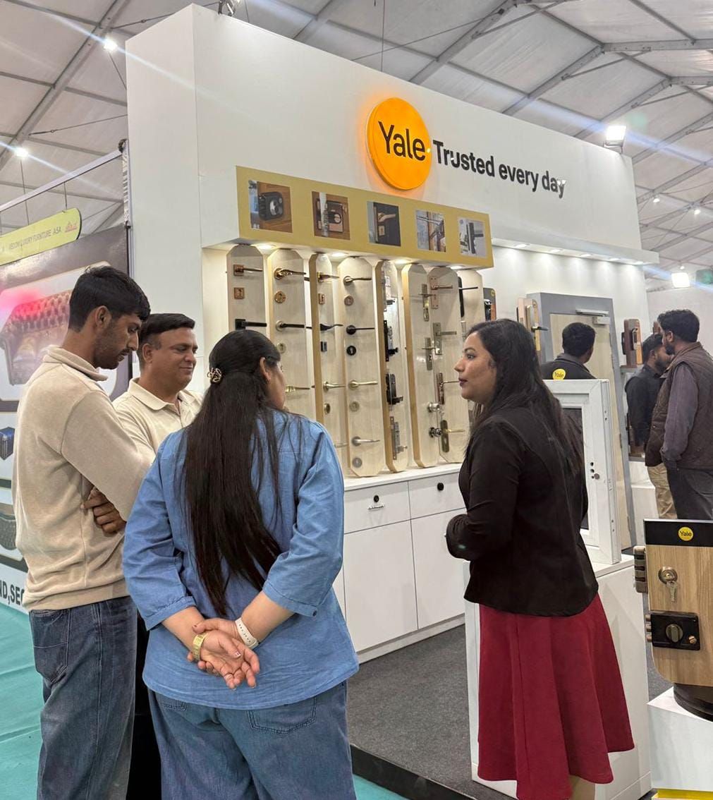 Yale smart locks and safes showcased at Arch Expo 2026 Chandigarh booth display