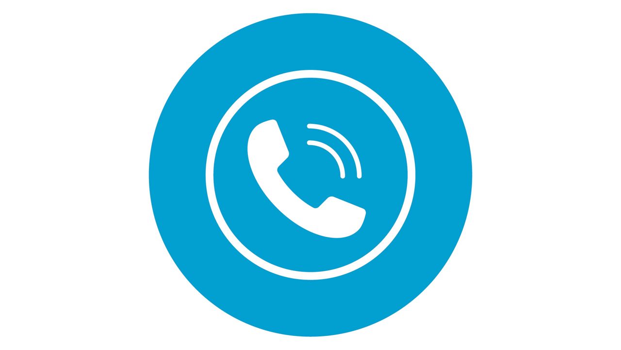 phone in a blue circle