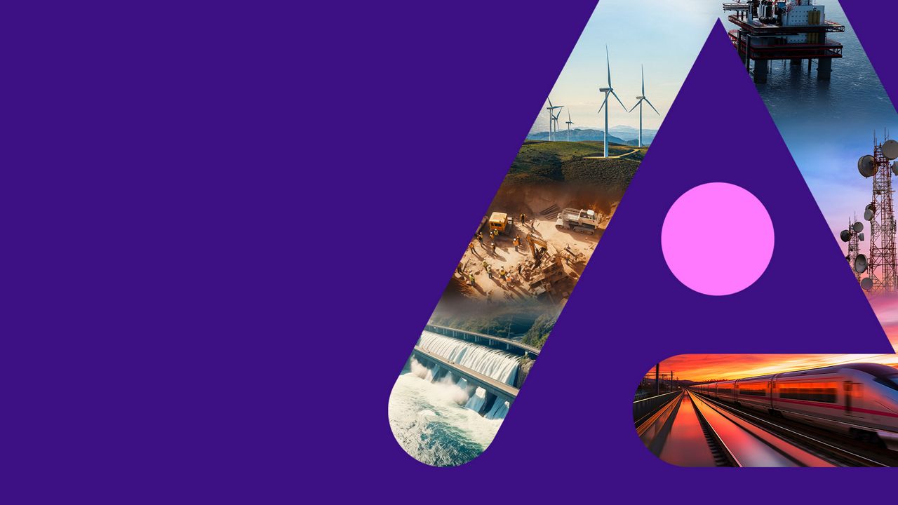 ALCEA's brand avatar: a triangle shape cut with industry images in it