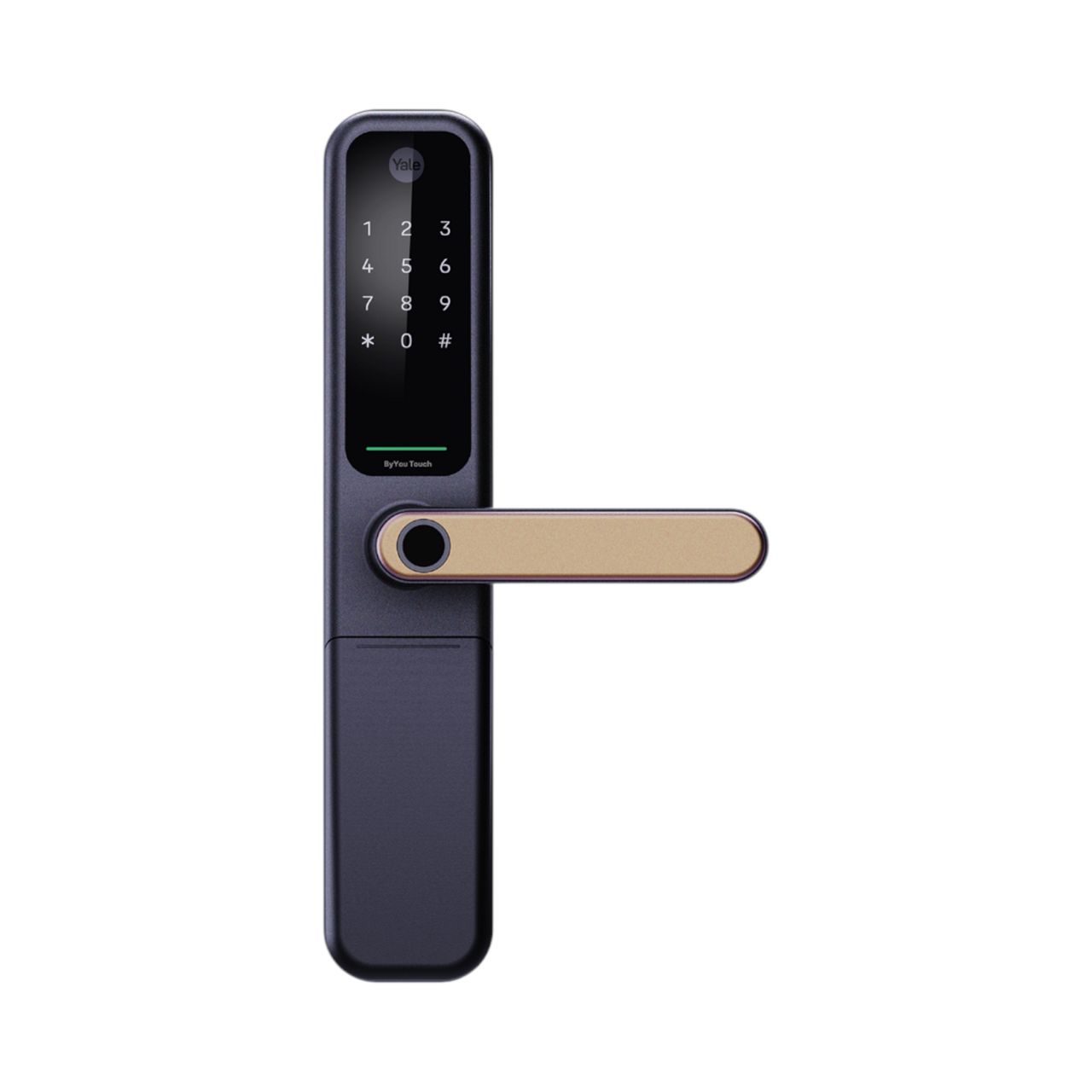 ByYou Pro Smart Lock – Champagne Gold Finish, Exterior Front View