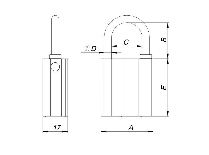 Image: Kłódka zasuwkowa LOB K350/351 rysunek