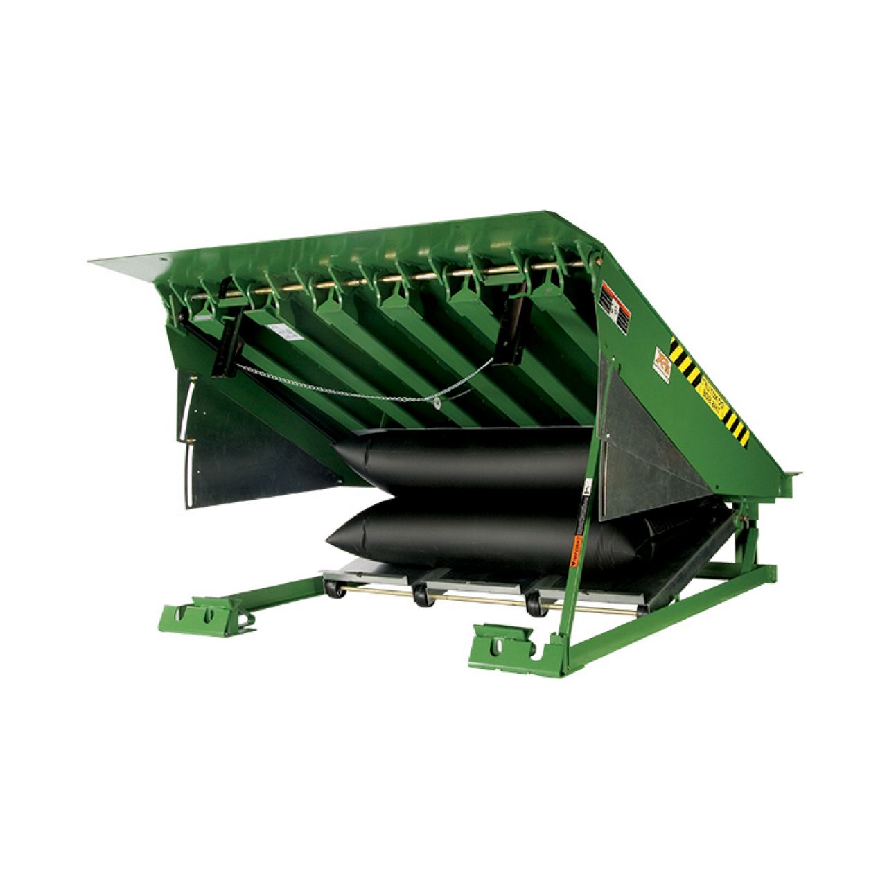 Right view of an air-powered pit-style loading dock leveler.