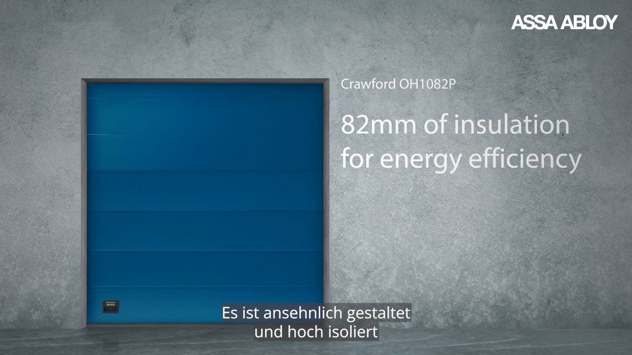 Video: Crawford OH1082P Hochisoliertes Sektionaltor Industrietor Tore für Kuehllaeger Tore für Tiefkühllaeger Tore für den temperaturgefuehrten Bereich