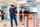 Row of people to the bank teller cashier defocused background