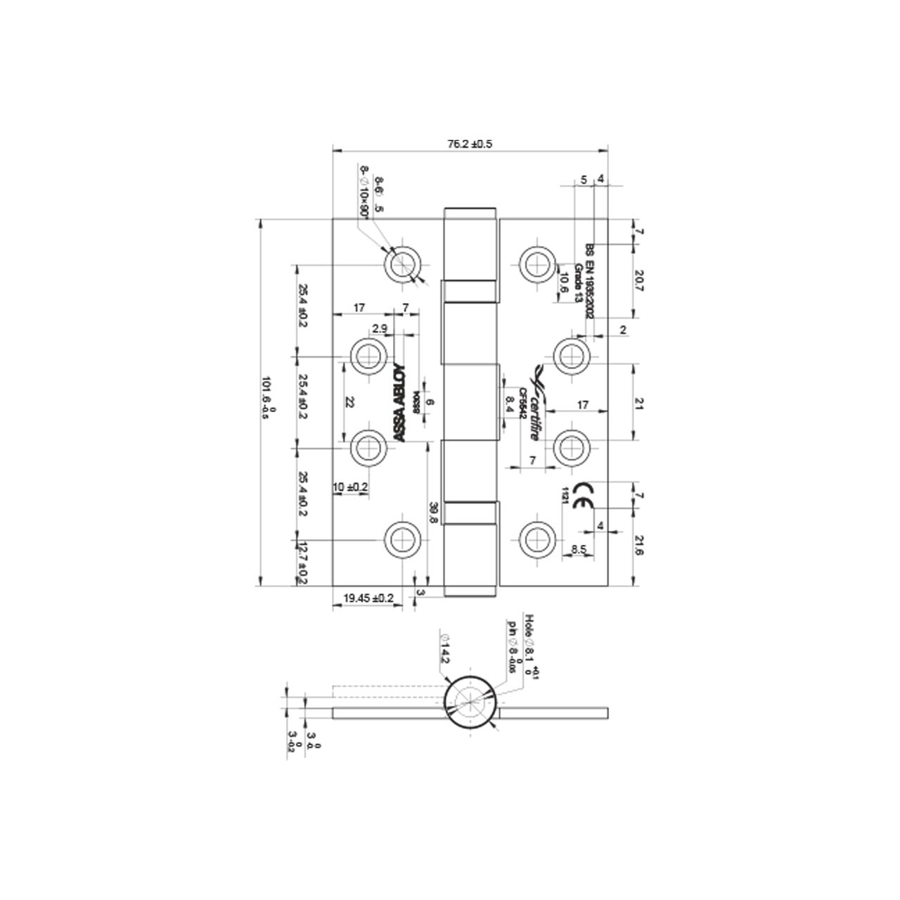 AH2BB Ball Bearing Hinge