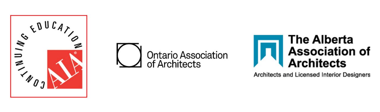 logos for the AIA, Ontario Association of Architects and The Alberta Assocation of Architects