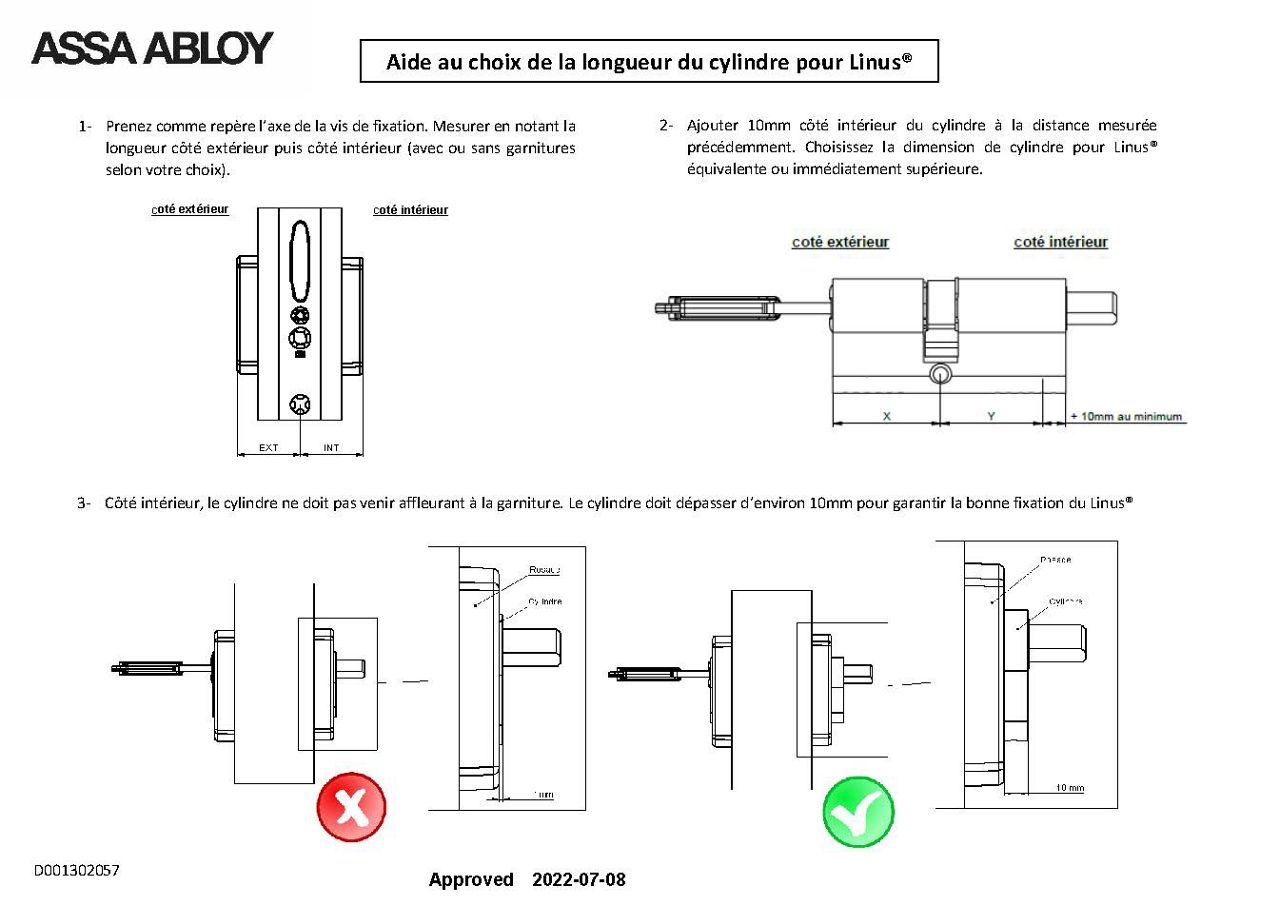 Aide aux choix longueur cylindre compatible solution Linus