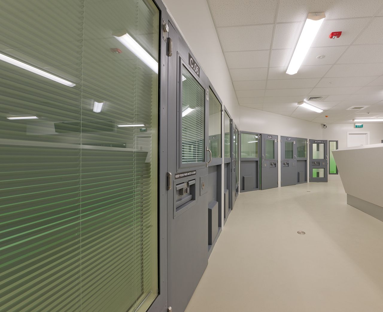 manual doors in a police station environment
