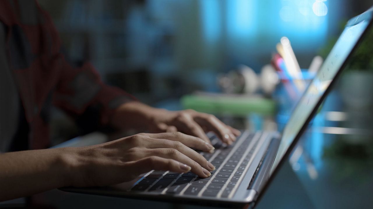Architect with laptop uses BIM software