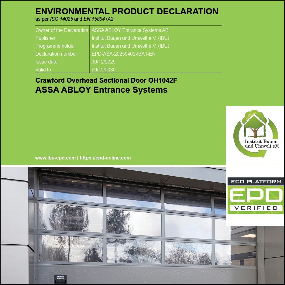 Covers de quelques certificats EPD d’ASSA ABLOY Entrance Systems