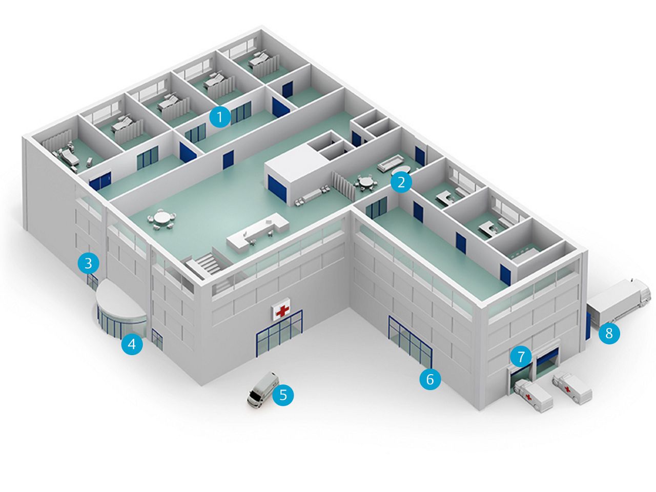3D rendering of hospital displays applications for healthcare doors