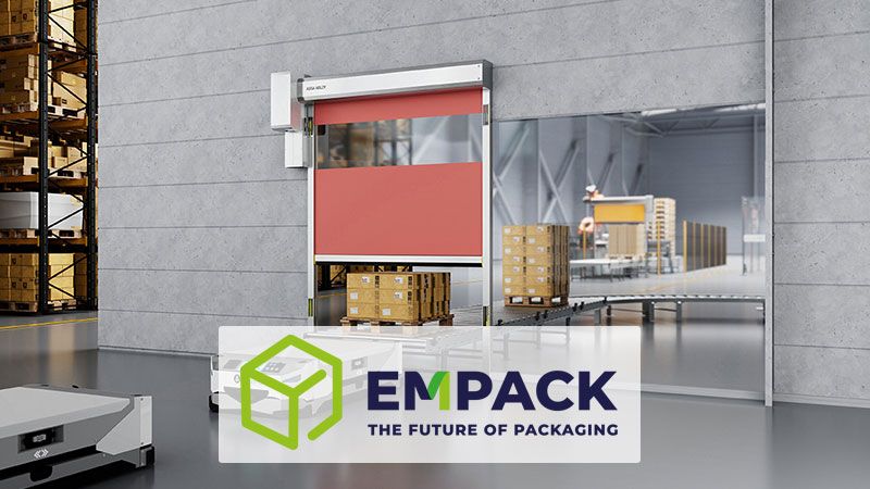 Porte de protection ASSA ABLOY pour l'intralogistique et les processus d'emballage au salon Empack 2026 à Gand