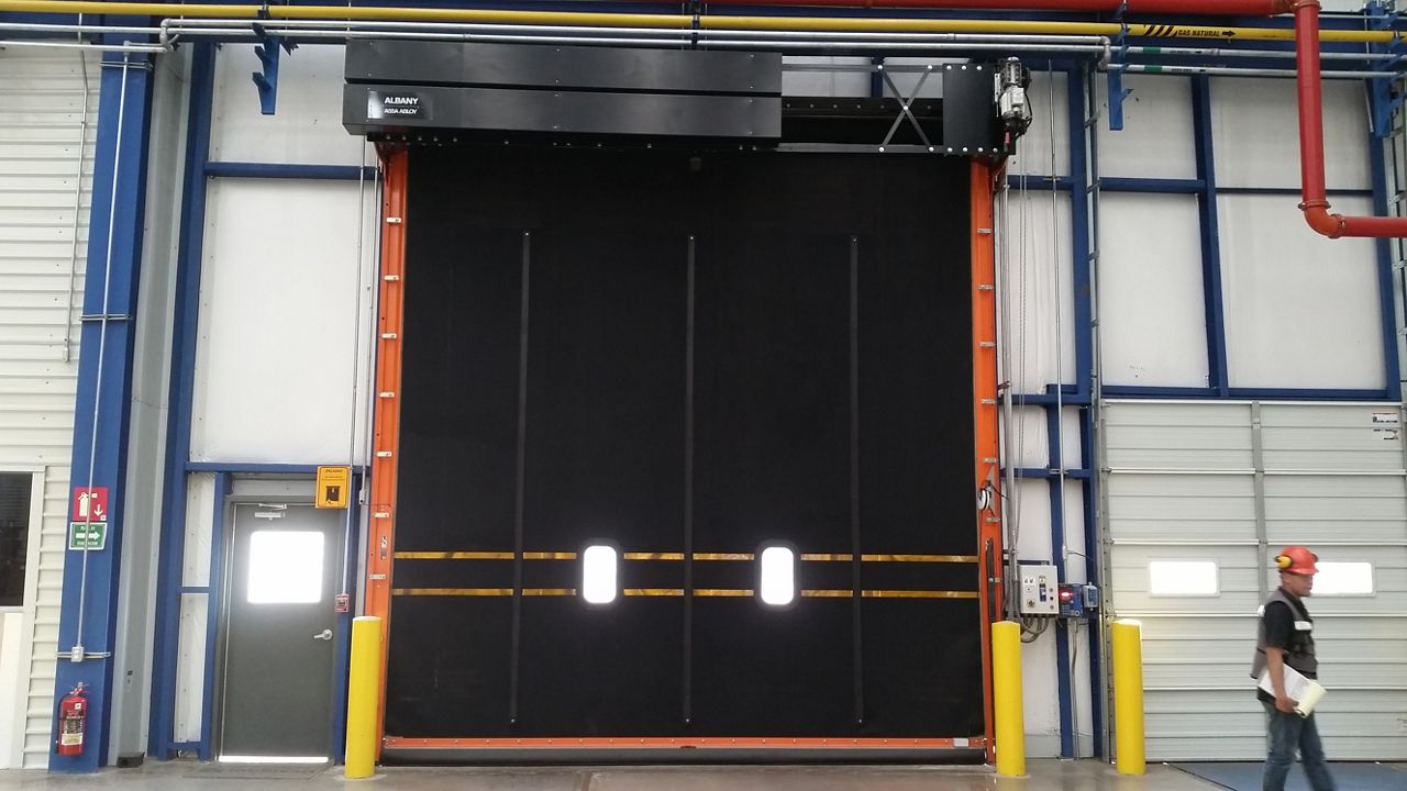 Image: Rubber door outside industrial facilty