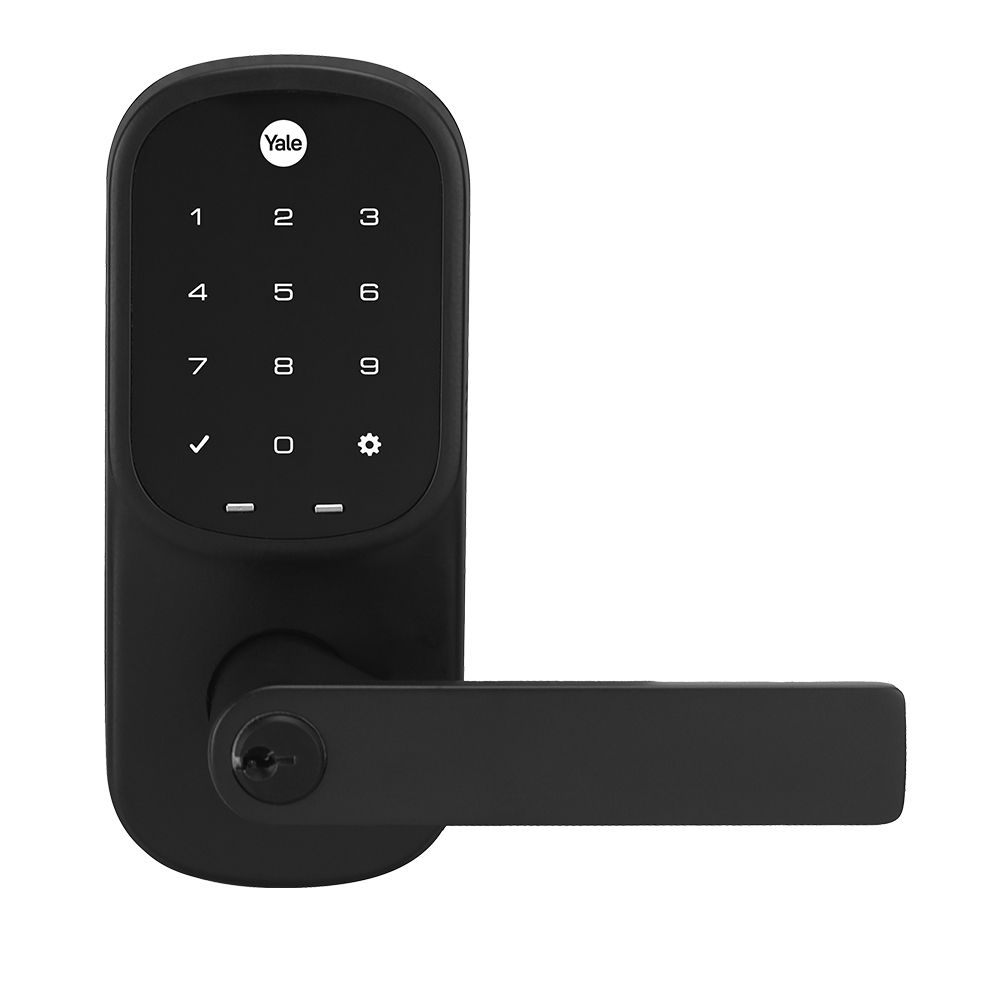 yale assure lock lever black front exterior YRL226HKMBK
