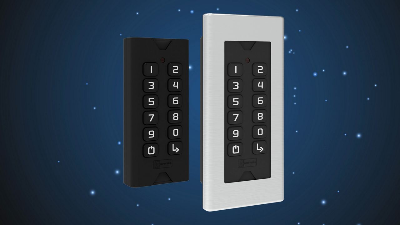 Mottura bDIGIT keypad on blue background
