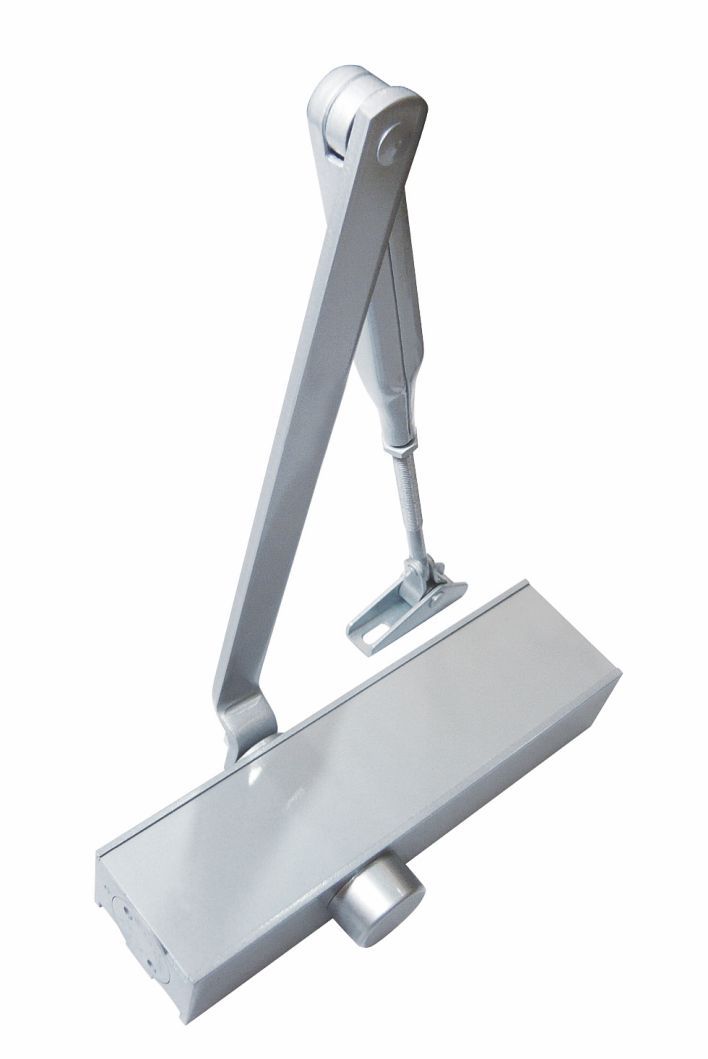 Enox TS-980 overhead door closer – hydraulic two-stage closing, silver finish