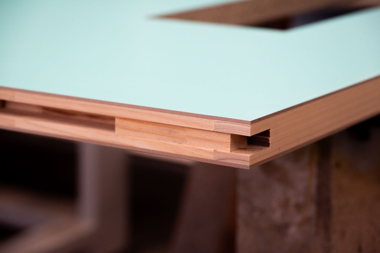 A door with a drop seal cutout in factory production