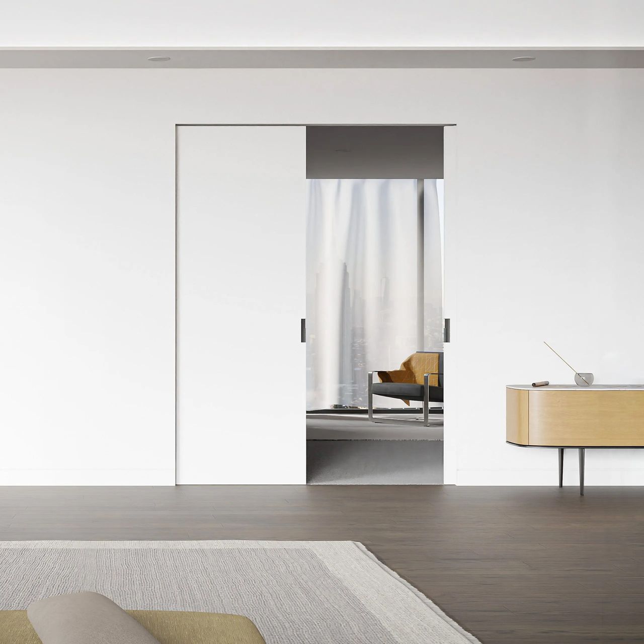 Cavity sliding door in modern interior