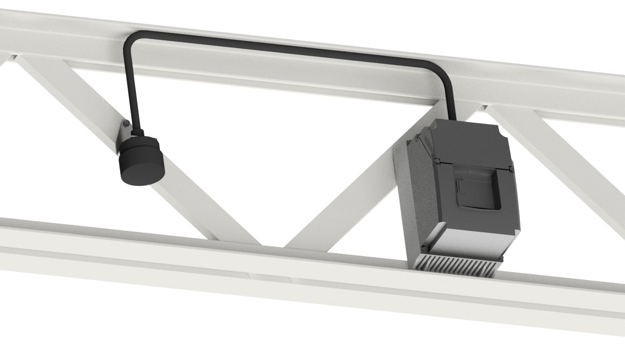 Image: An image of a CFAN wireless down lighter as an option for HVLS fan control systems
