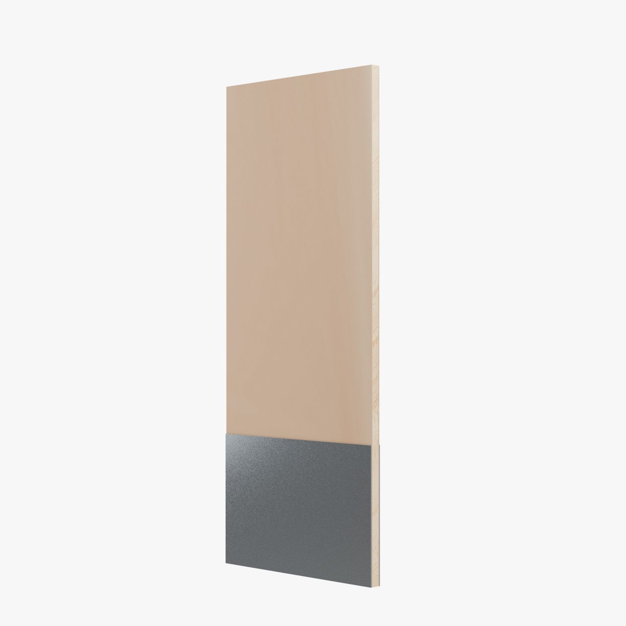 Door with metal plated panels.