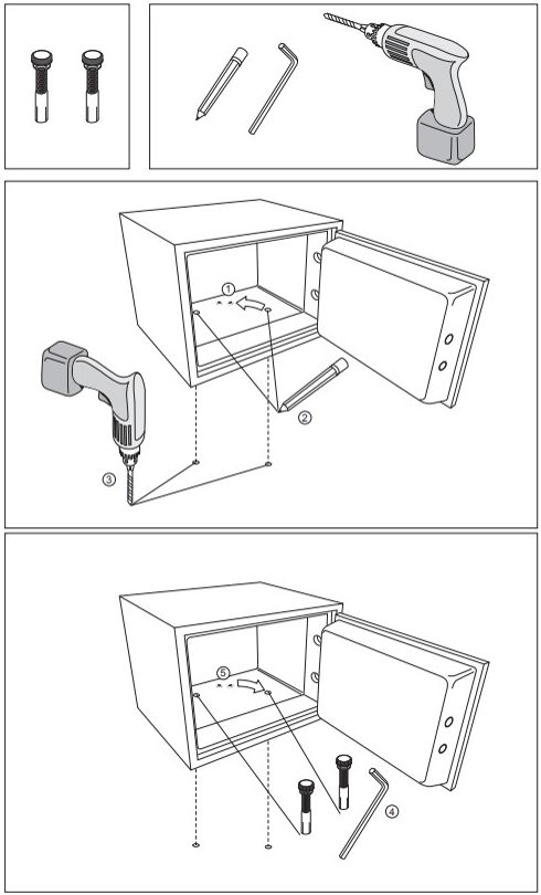 Installation du coffre-fort ignifuge EN