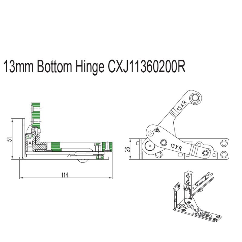 Concealed Bottom Hinge CXJ11360200 L/R Picture 1