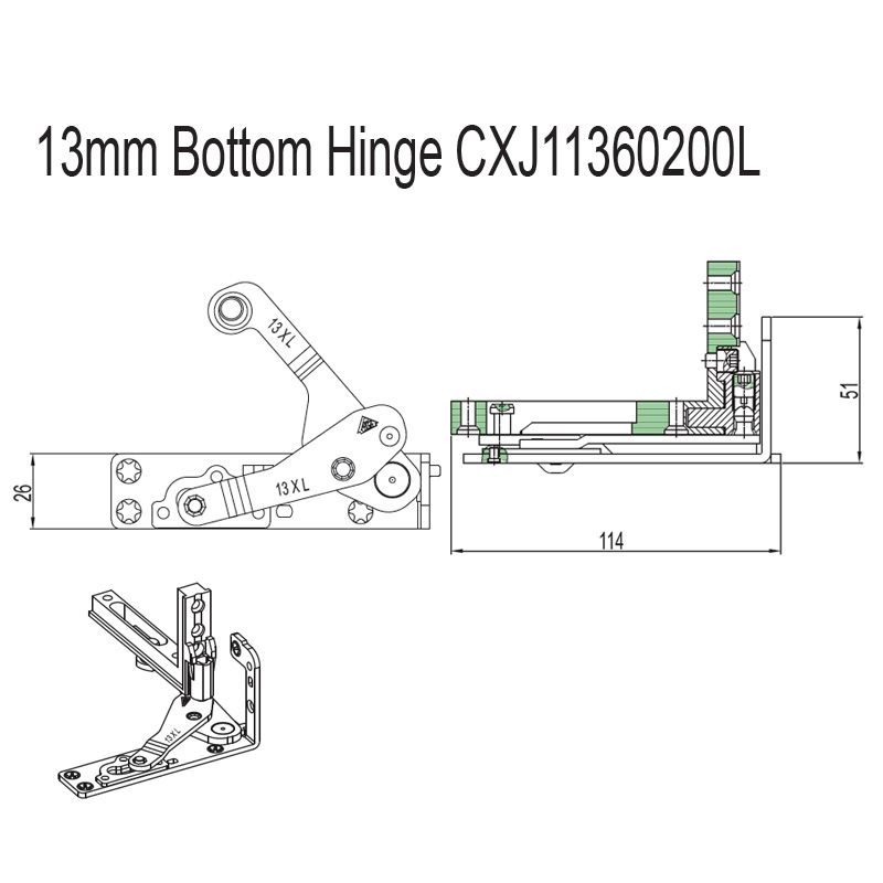 Image: Concealed Bottom Hinge CXJ11360200 L/R Picture 2