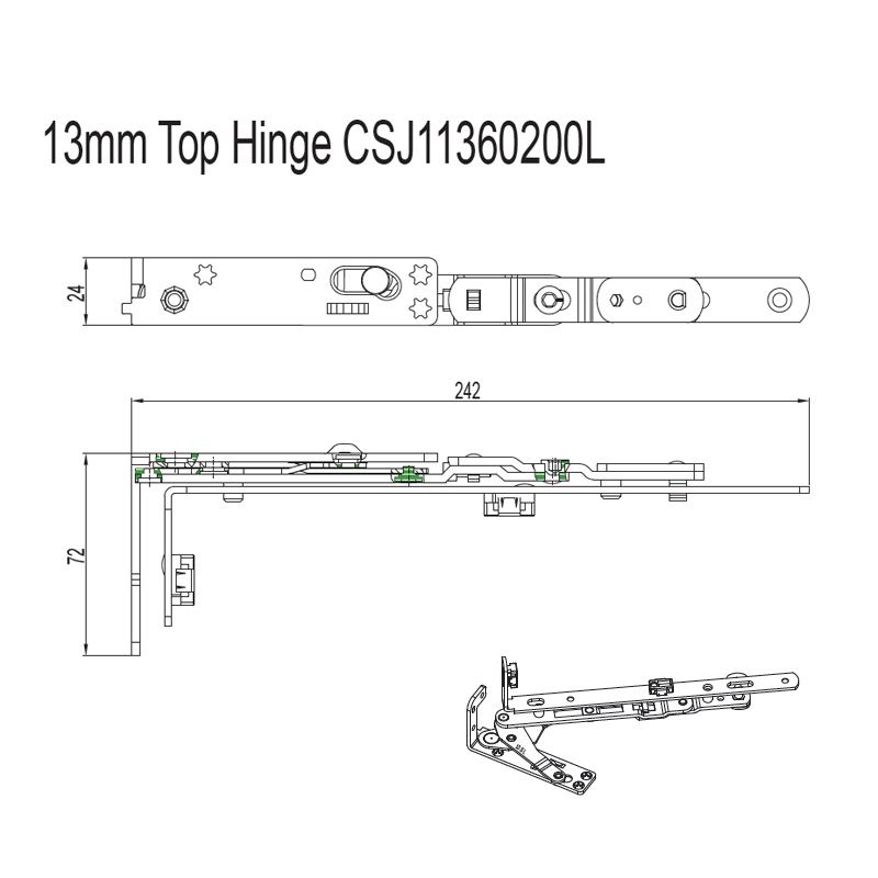 Image: Concealed Top Hinge CSJ11360200L/R Picture 2
