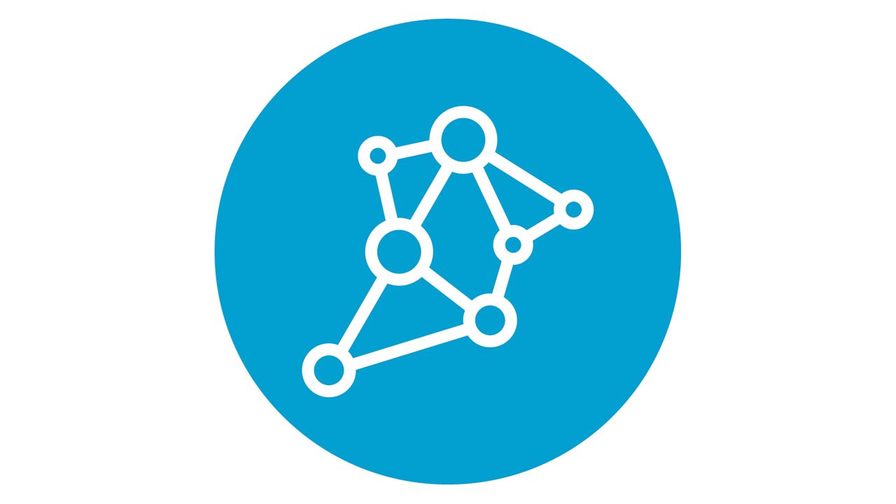 connected lines in a blue circle