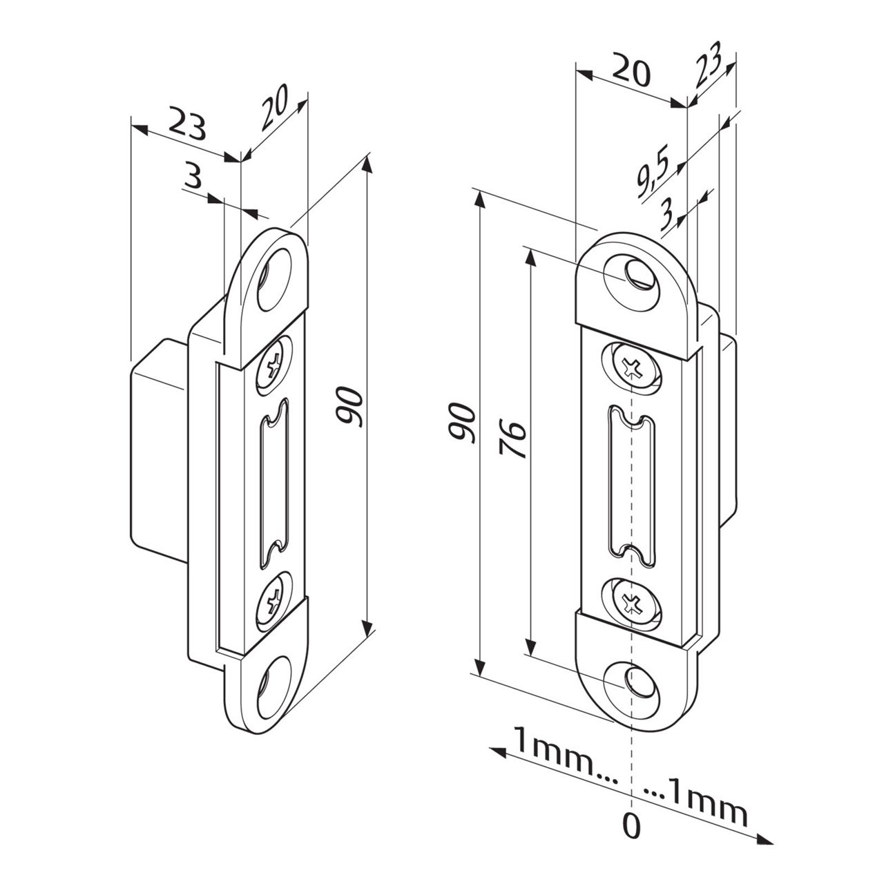 Image: Contropiastra di ricambio disegno con quote