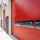 An close up image of a Crawford OH1042S overhead sectional doors at a fire station
