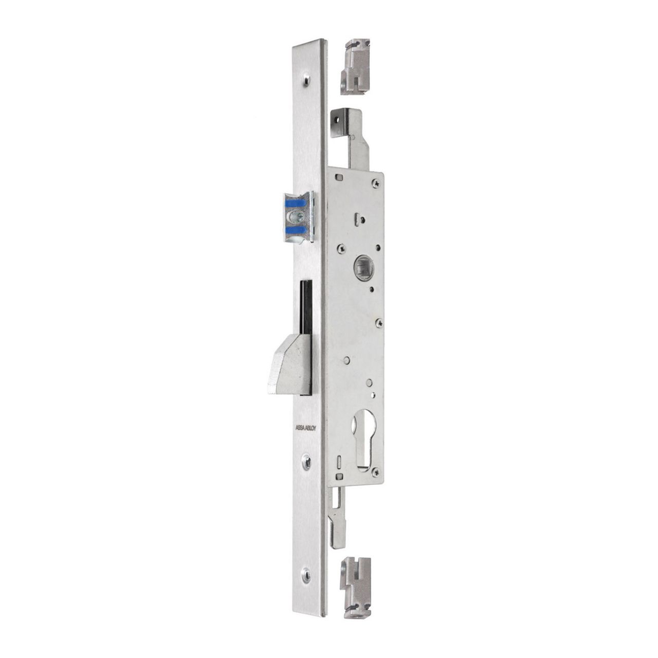 D81 lock for safety grilles and blinds with latch and bolt