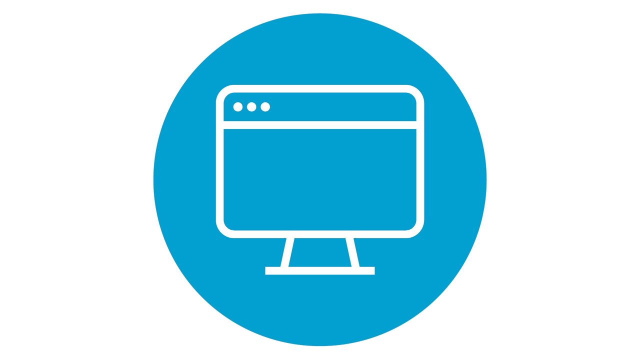 computer in a blue circle