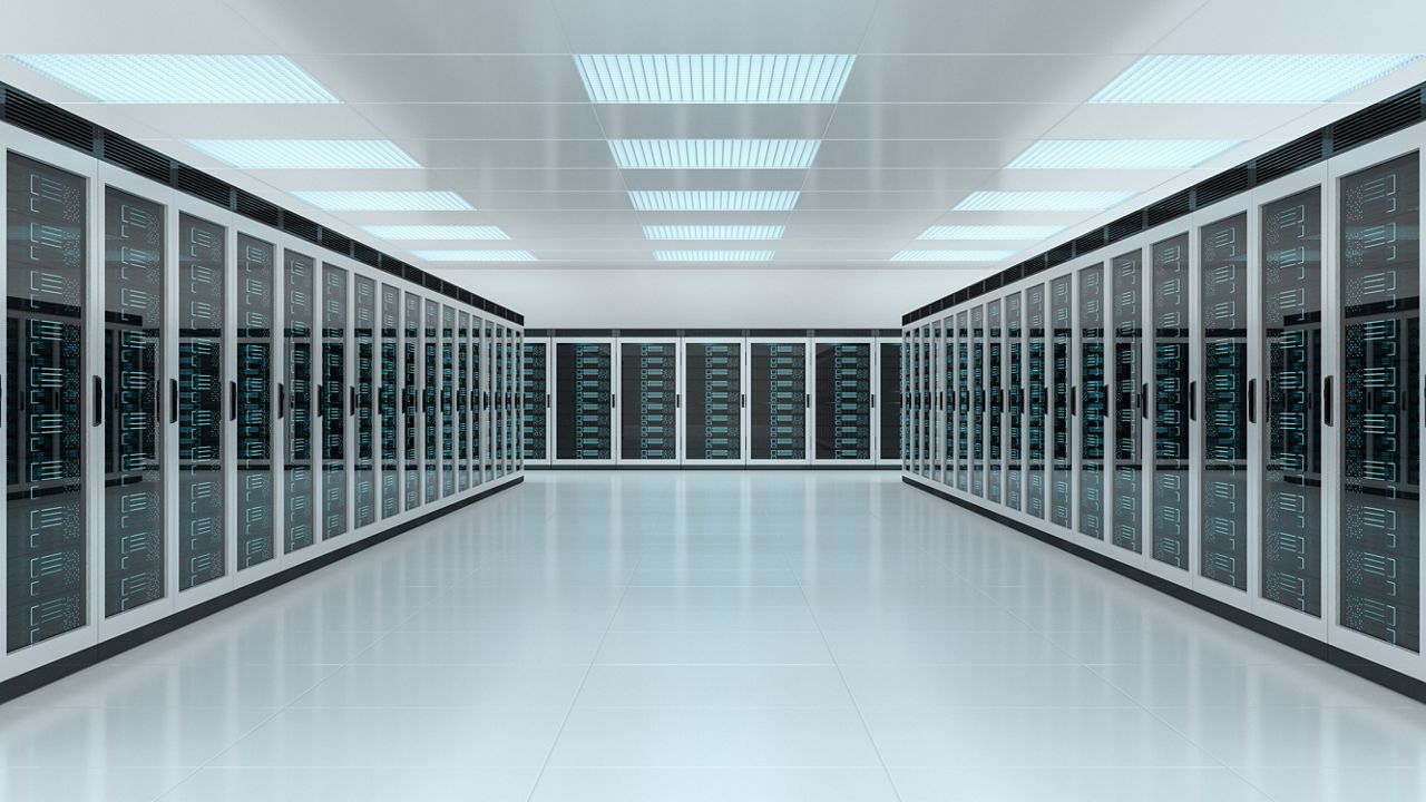 A hallway in the data center