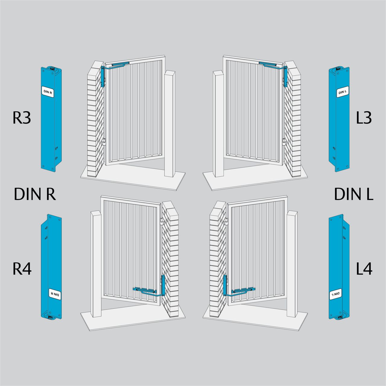 Mounting options on wall, push side