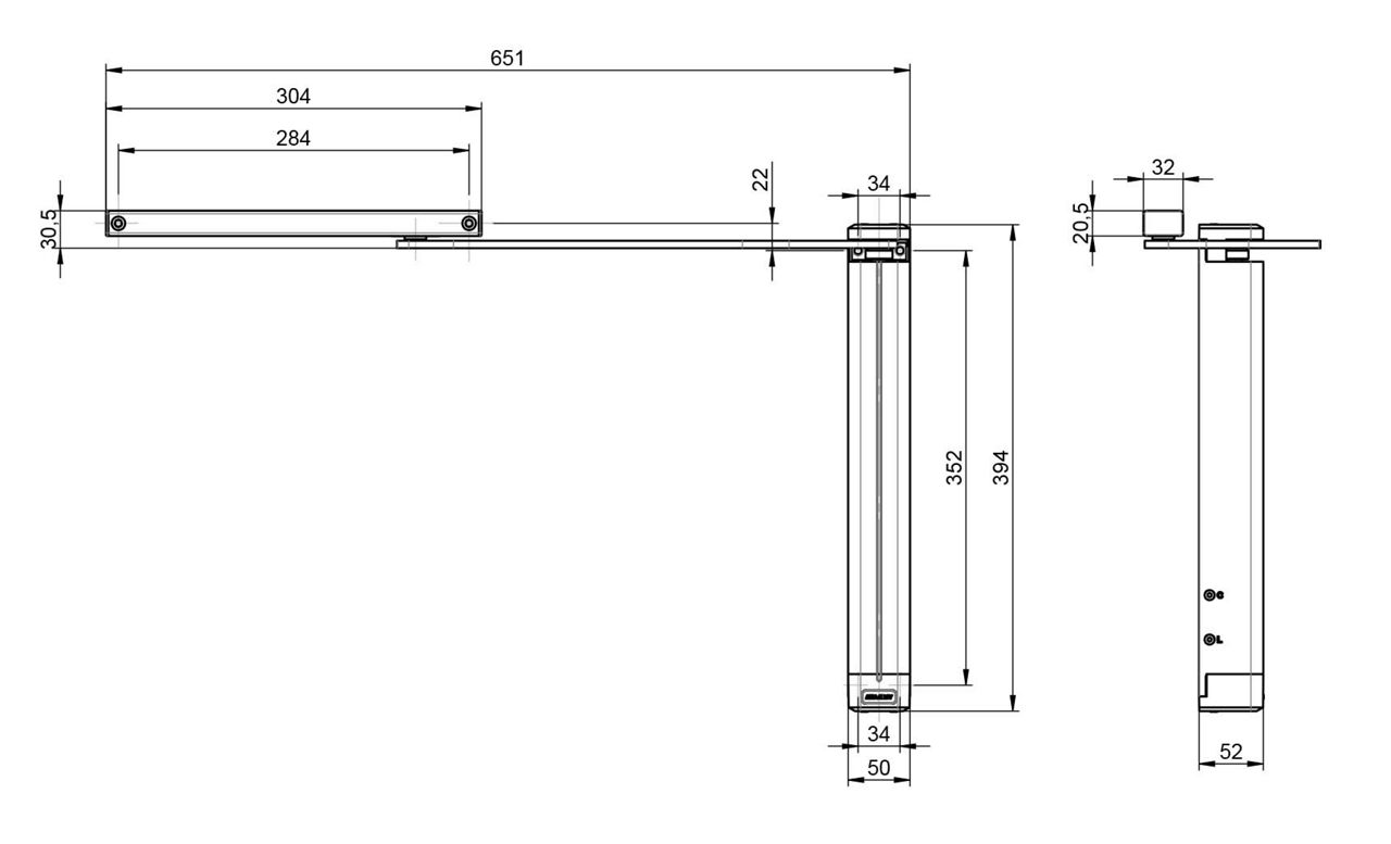 DC630G, dimensions in mm