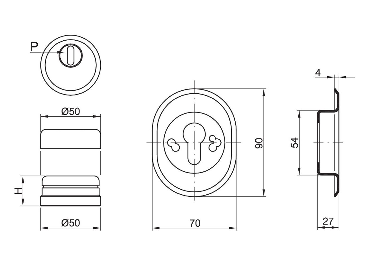Image: DEFENDO® per serrature CE - Diametro 50 mm con antistrappo disegno