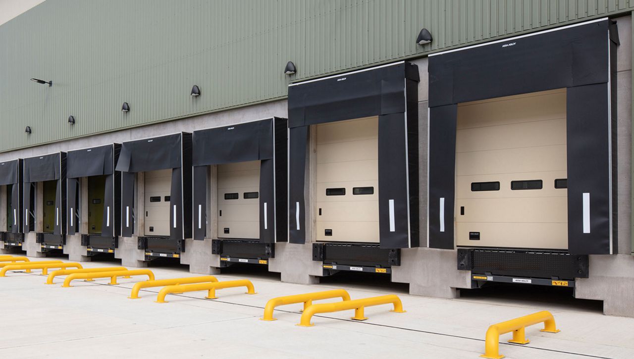 ASSA ABLOY (formerly Crawford) mechanical-curtain dock shelters