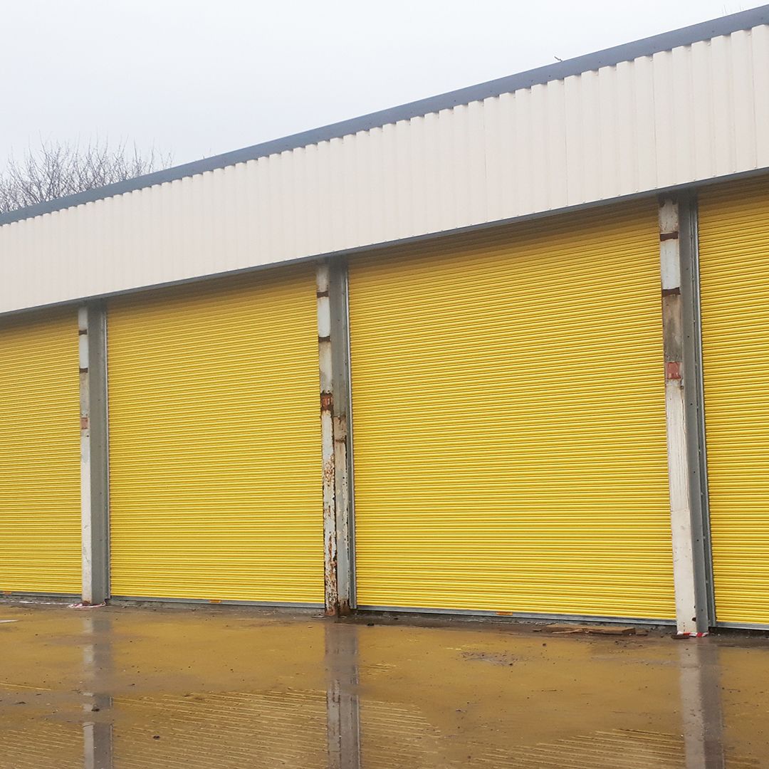 yellow electric roller shutters