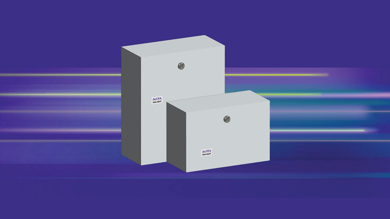 Enclosures 3D image on top of purple background
